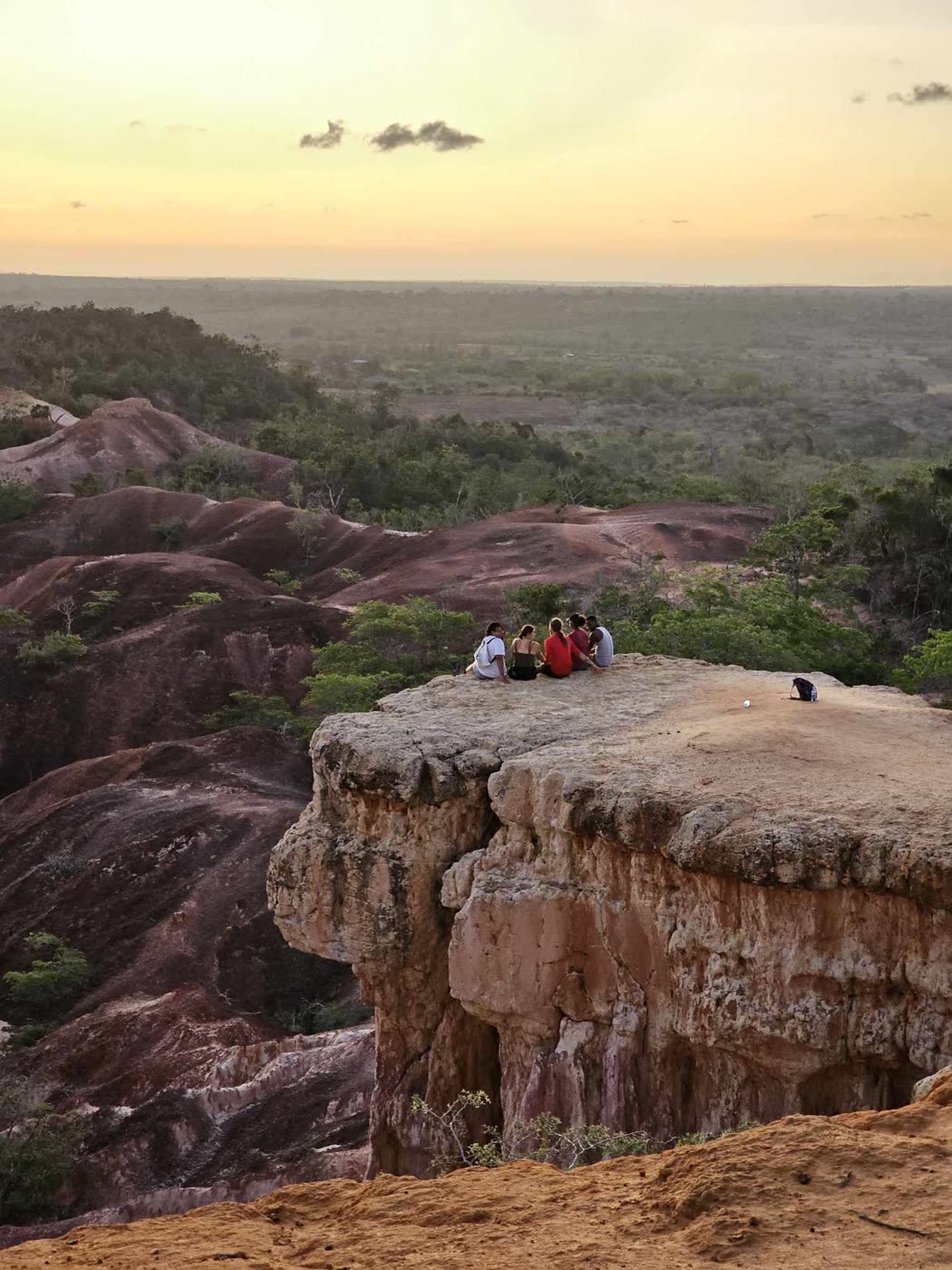Red sandstone gorges at sunset inland from the coast