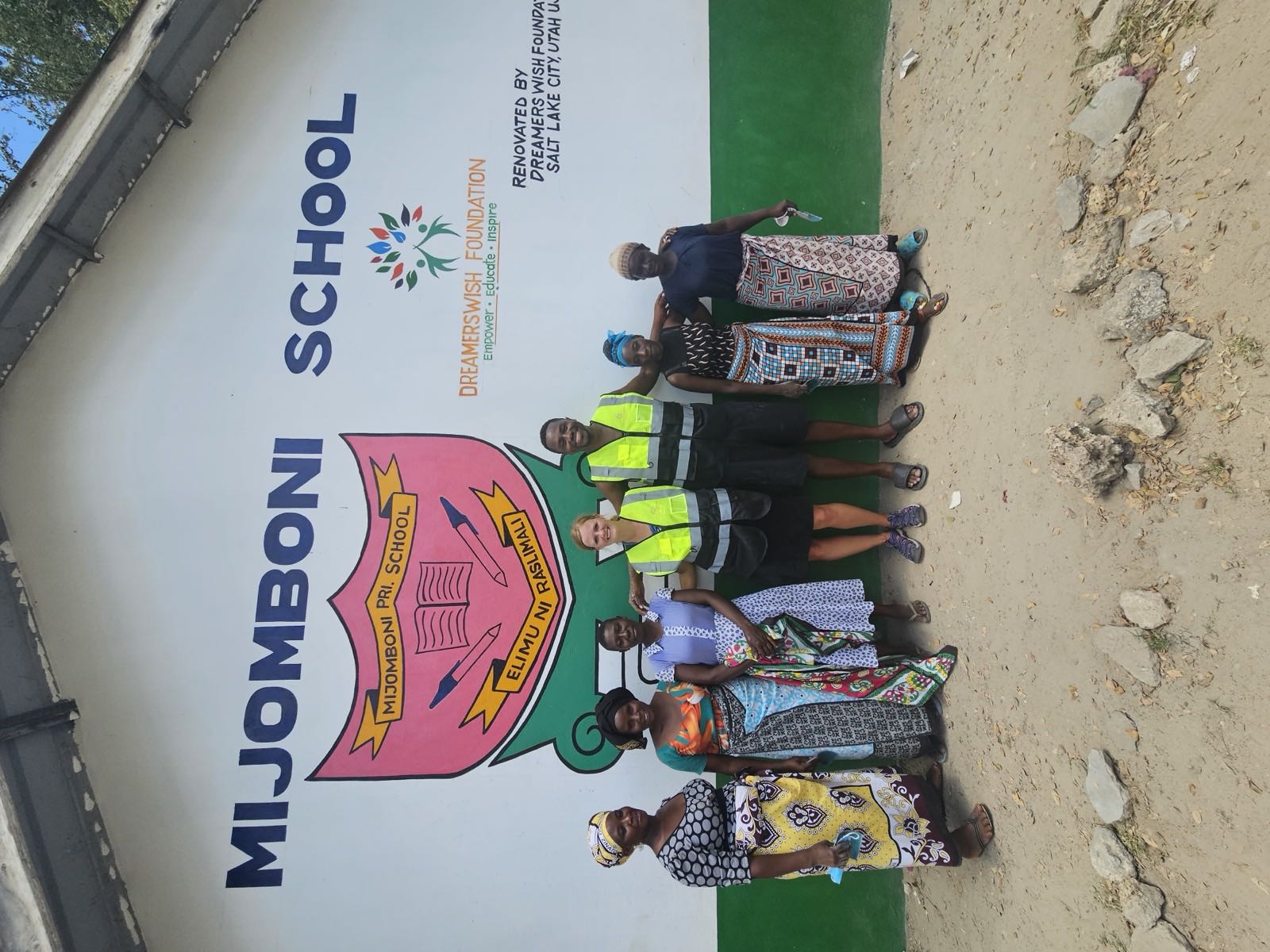 The renovated school wall at Mijomboni Primary in Kenya