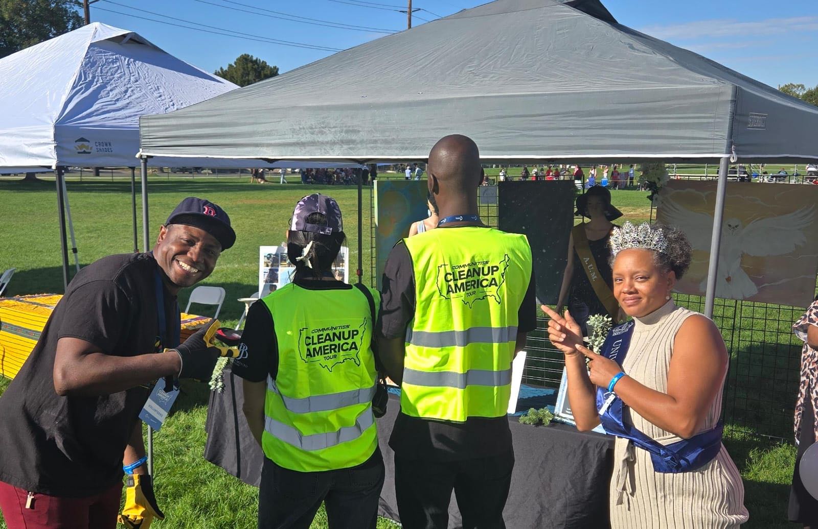 Godwill and changemakers in Clean Up America vests at the Sunnyside Park cleanup